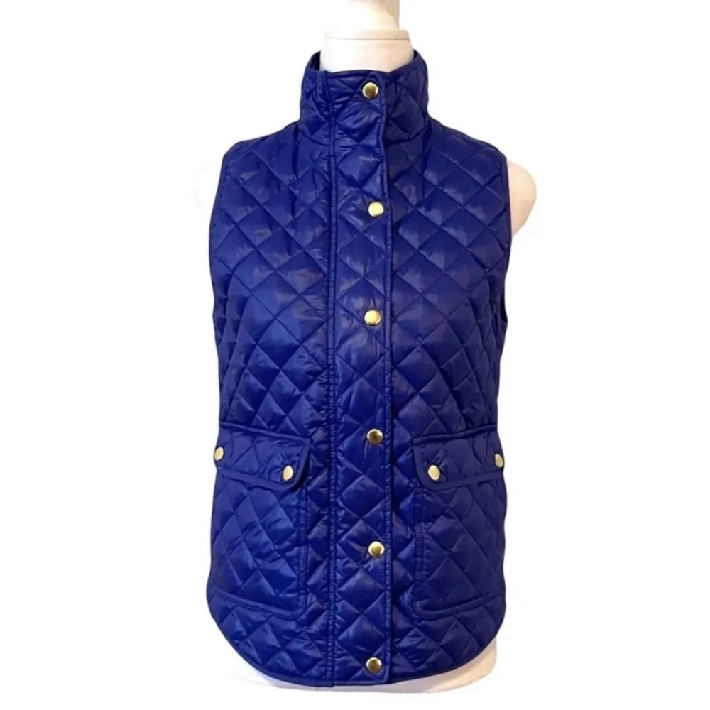 J. Crew Regal Blue Diamond Quilted Down Blend Winter Vest